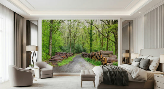Lush green Woodland Harmony Wall Mural forest scene., GD6460