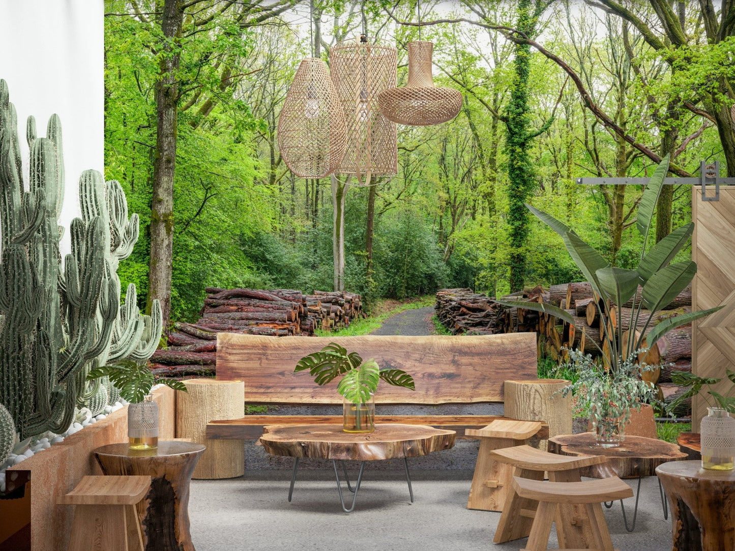 Vibrant spring Woodland Harmony Wall Mural foliage photo.