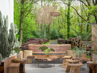 Vibrant spring Woodland Harmony Wall Mural foliage photo.