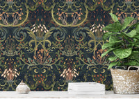 Botanic elegance in Whimsical Botanic Silk wallpaper decor., AN149