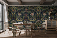 Stylish Whimsical Botanic Silk wallpaper with floral touches., AN149