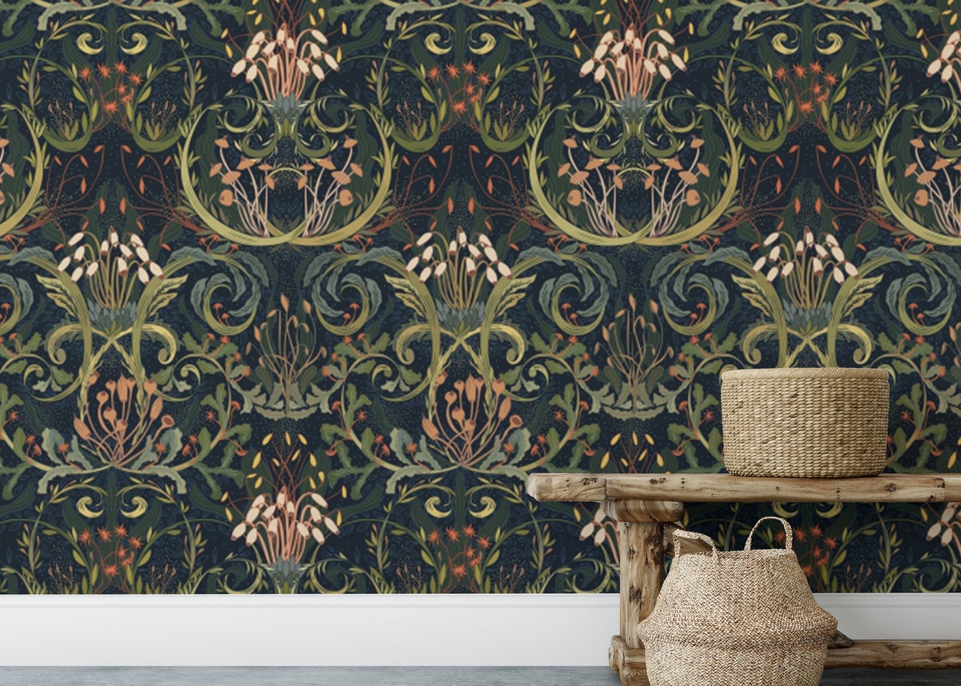 Add charm with Whimsical Botanic Silk wallpaper for your walls, AN149