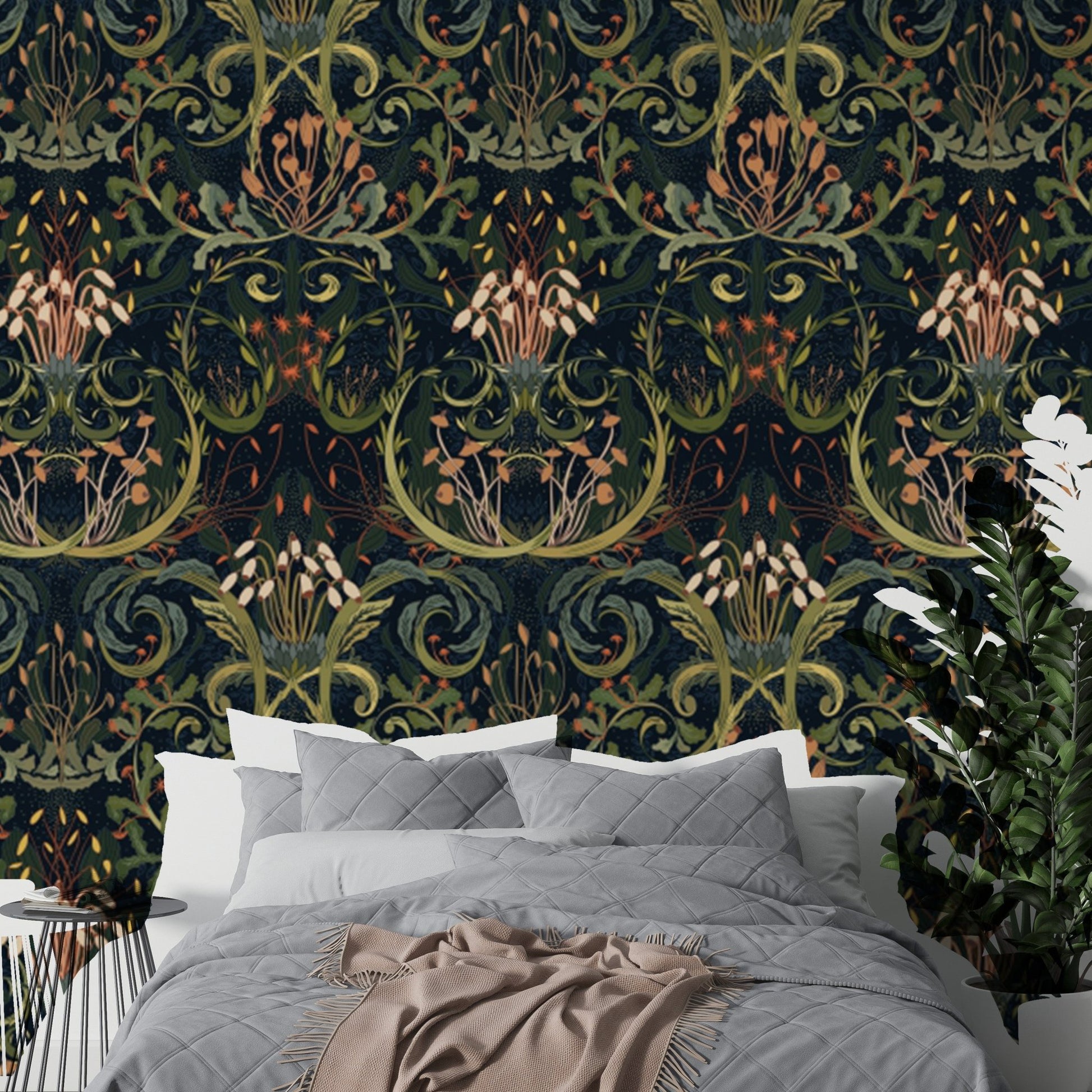 Transform interiors with Whimsical Botanic Silk wallpaper design, AN149