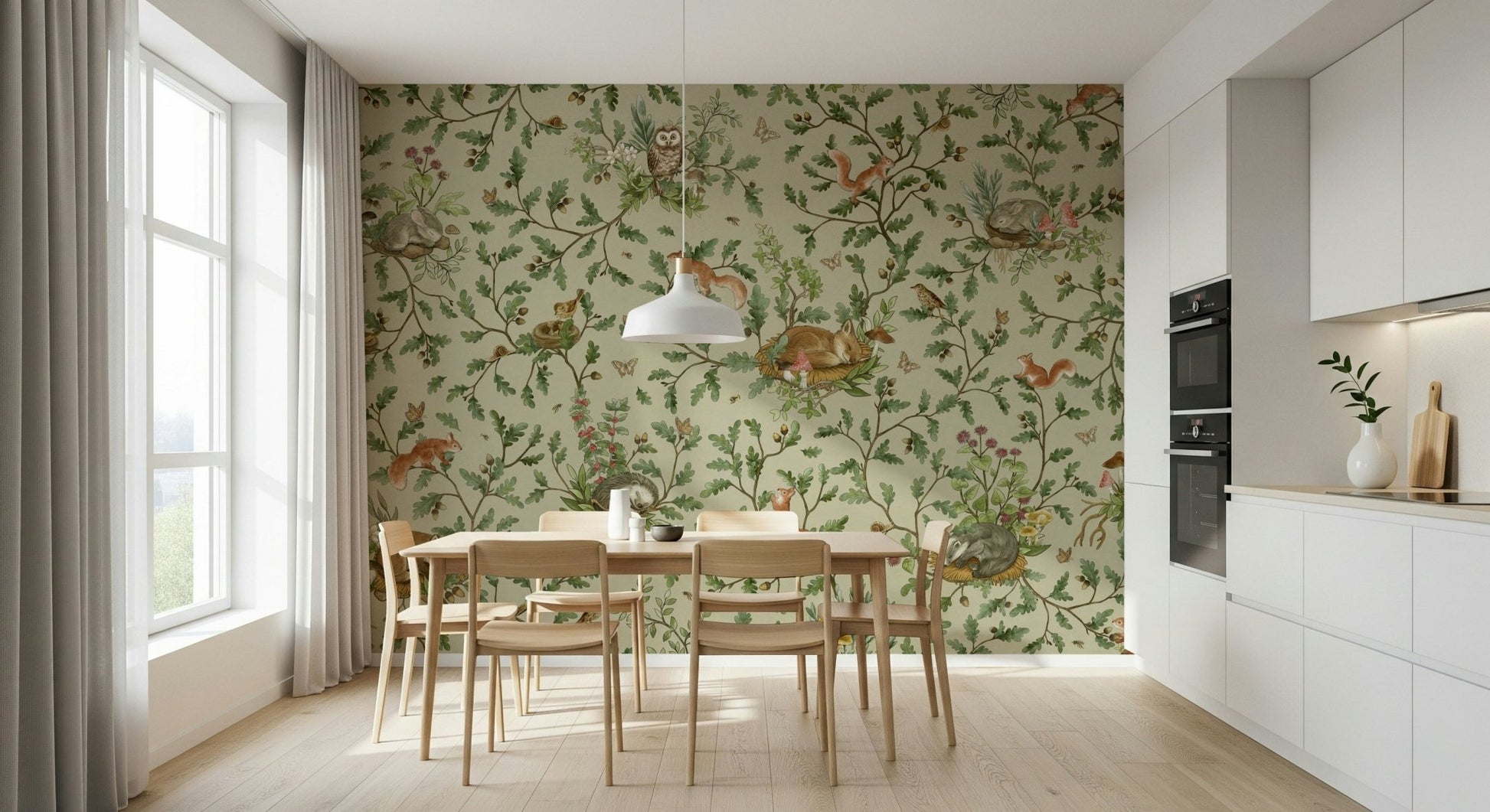 Subtle accent wall with the charming Woodland Naptime Tales Wall Mural