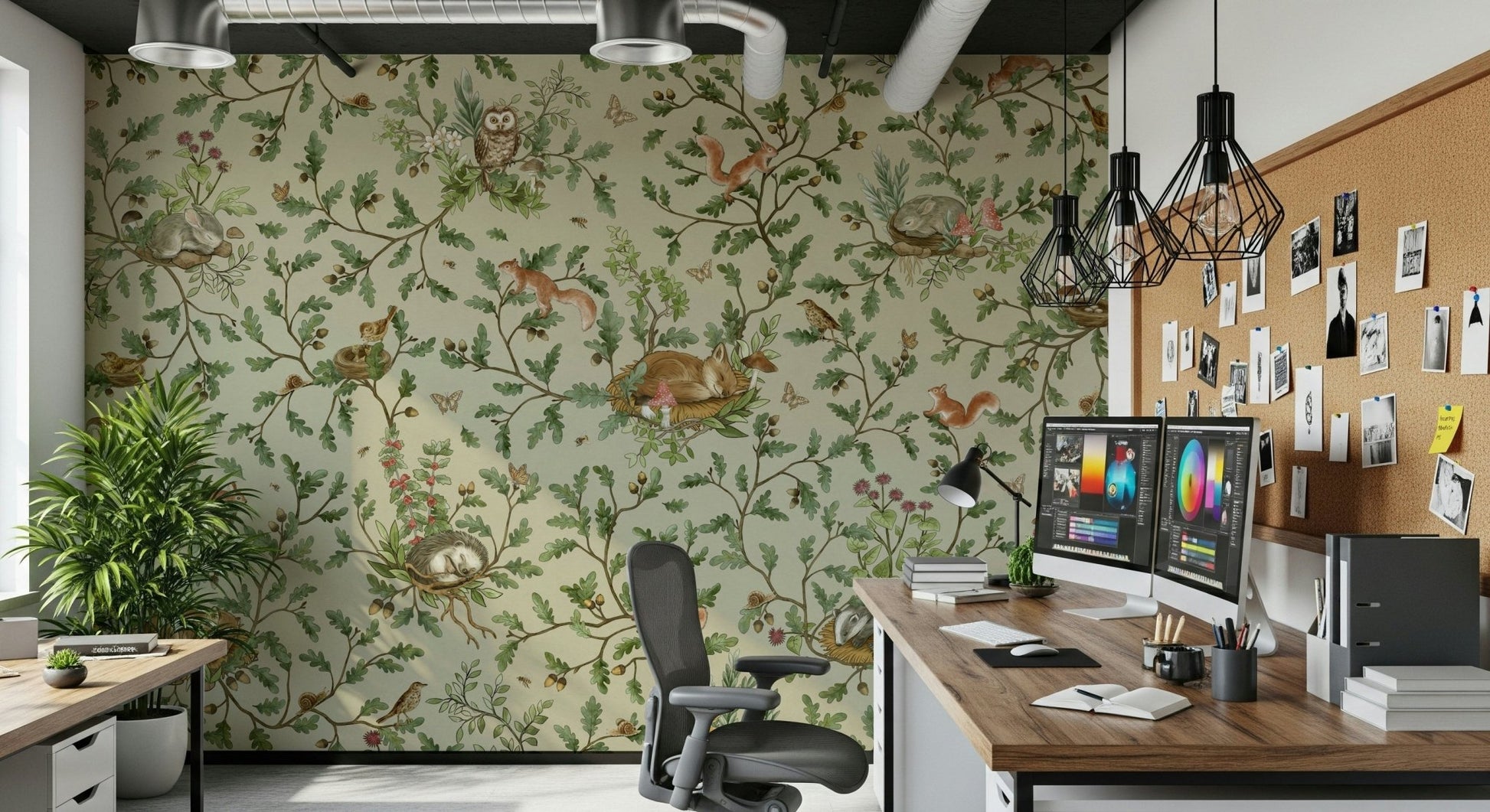 Cozy reading nook featuring the Woodland Naptime Tales Wall Mural