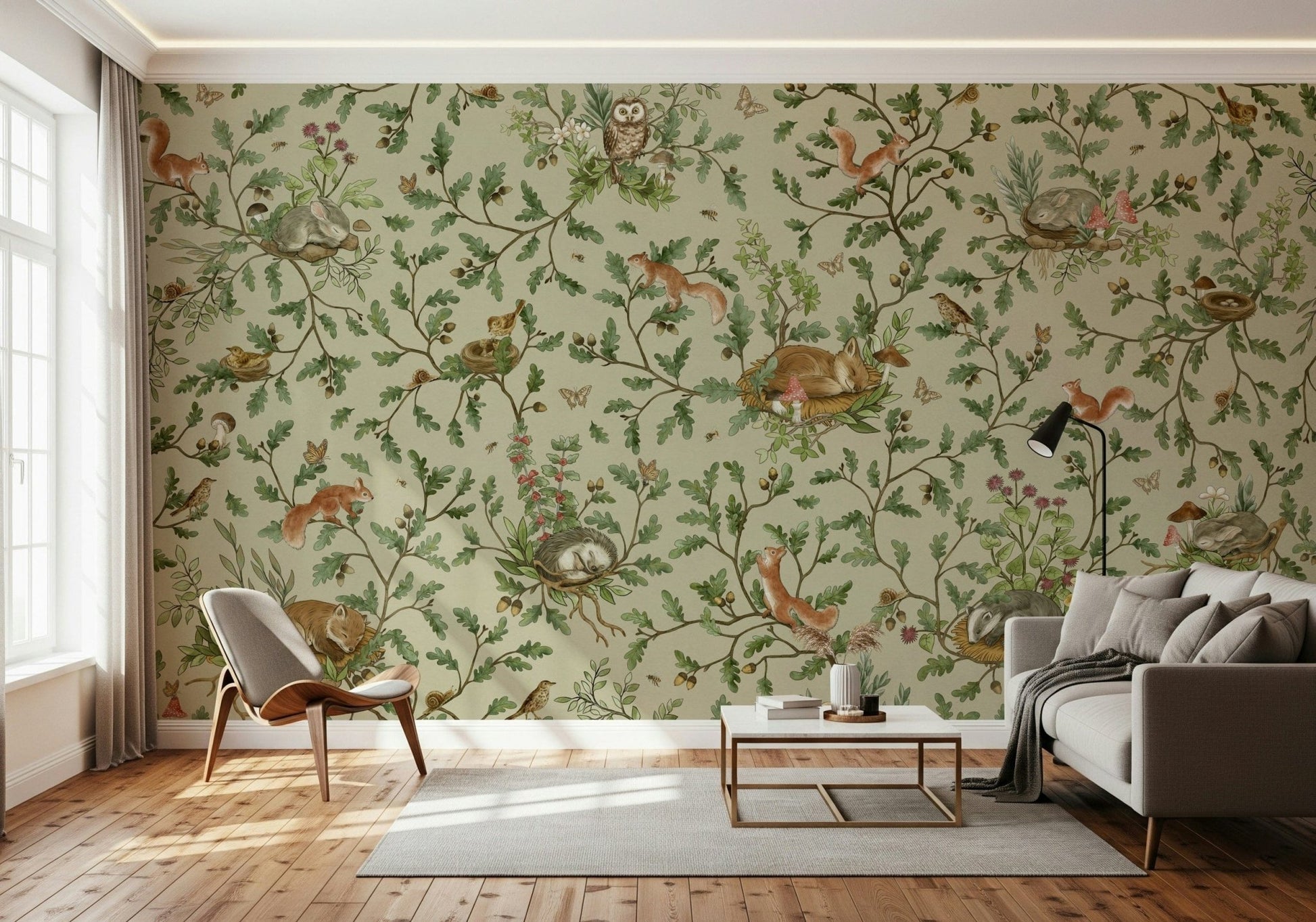 Design showing sleeping bears in Woodland Naptime Tales Wall Mural