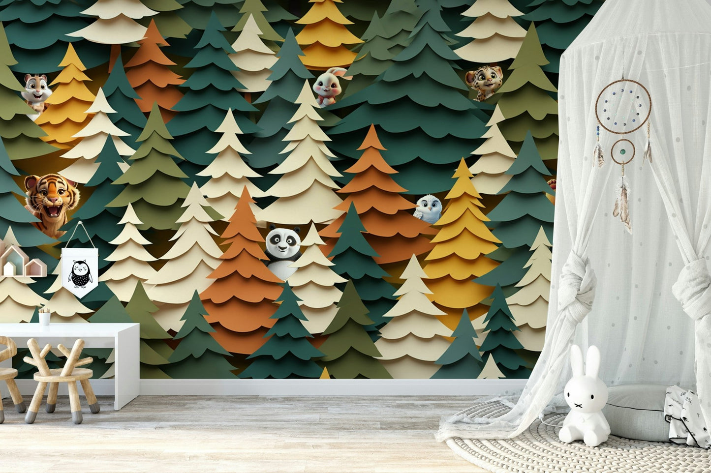 Woodland Peek-a-Boo Wall Mural