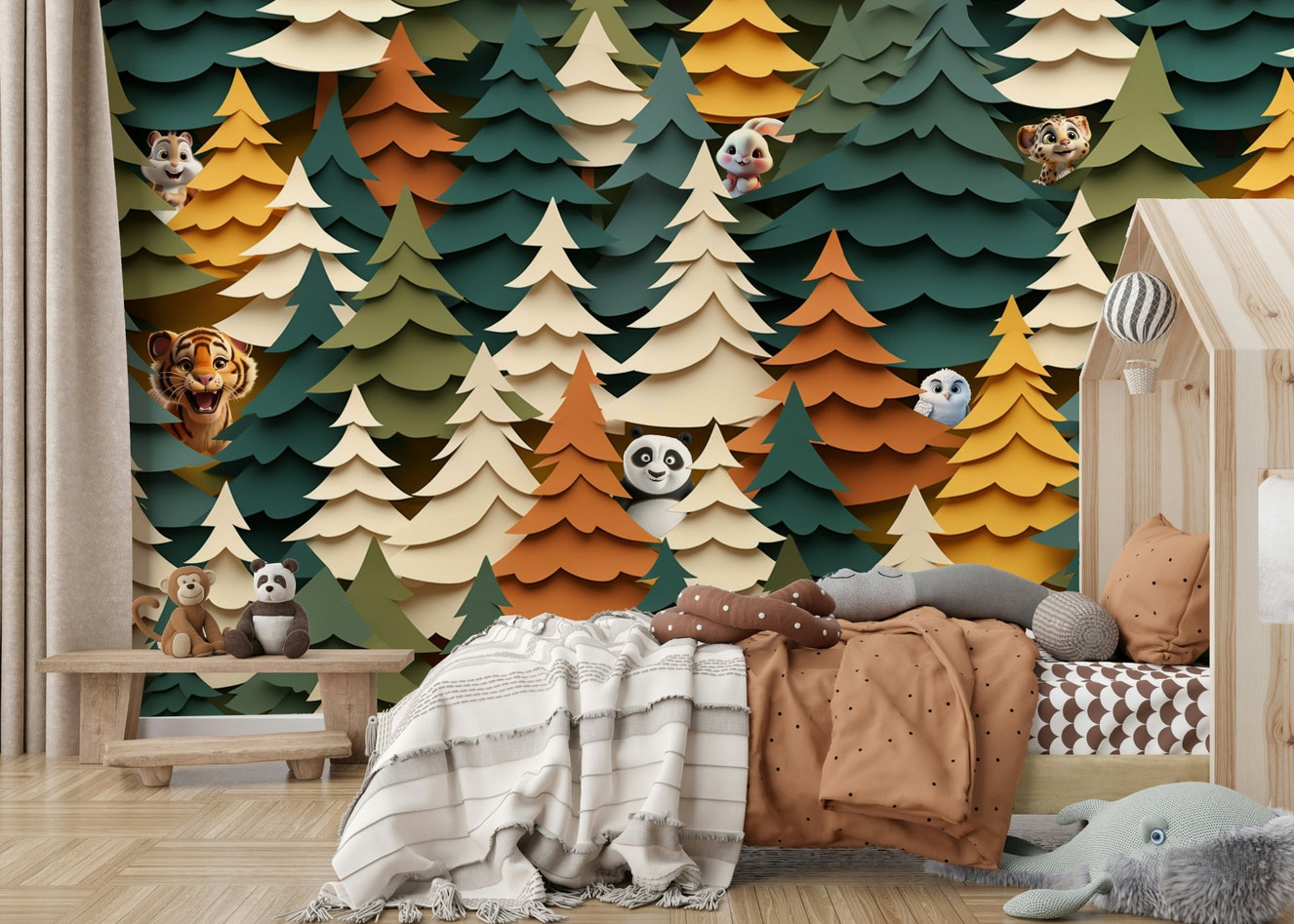 Woodland Peek-a-Boo Wall Mural