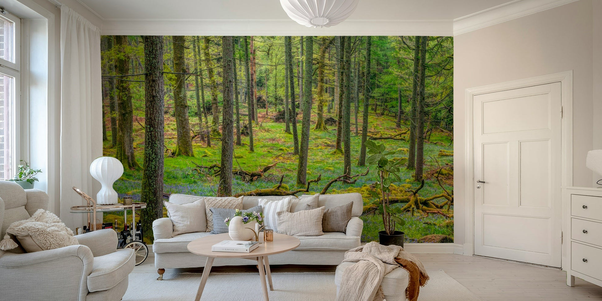 Wall decorated with nature art.

