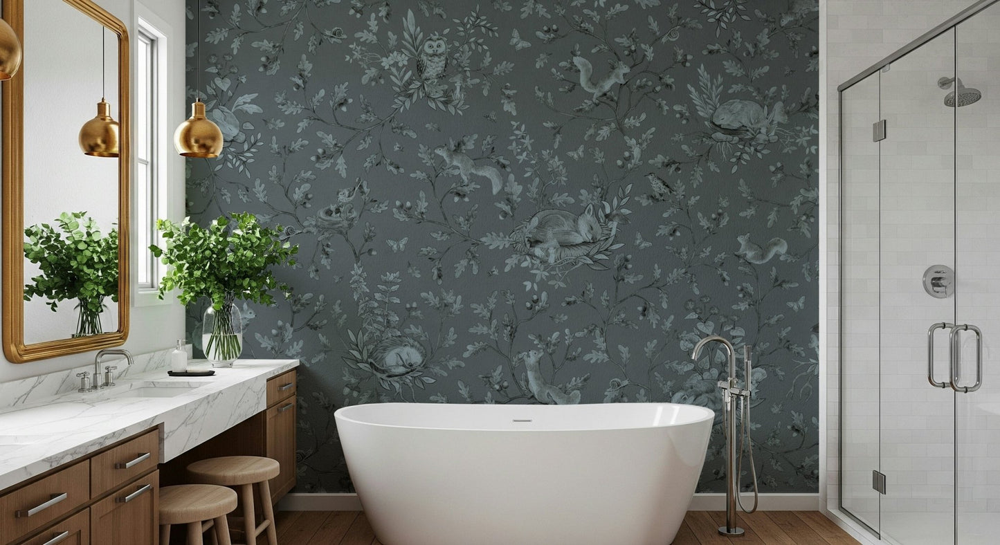 Backdrop showcasing the whimsical Woodland Slumber Wall Mural