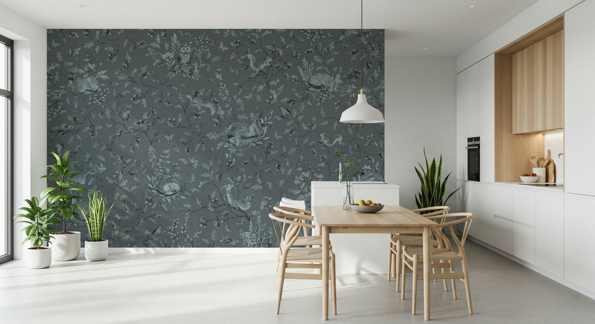 Muted colors creating a calm atmosphere with the mural