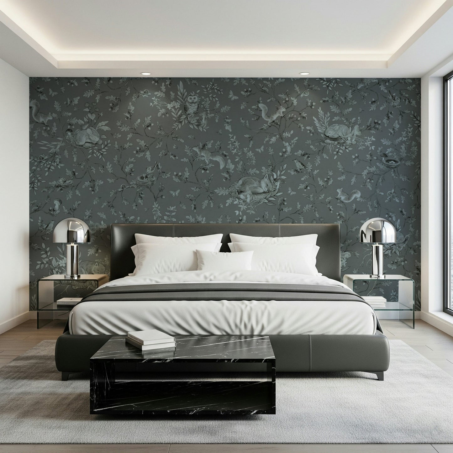 Soft forest animals depicted in Woodland Slumber Wall Mural