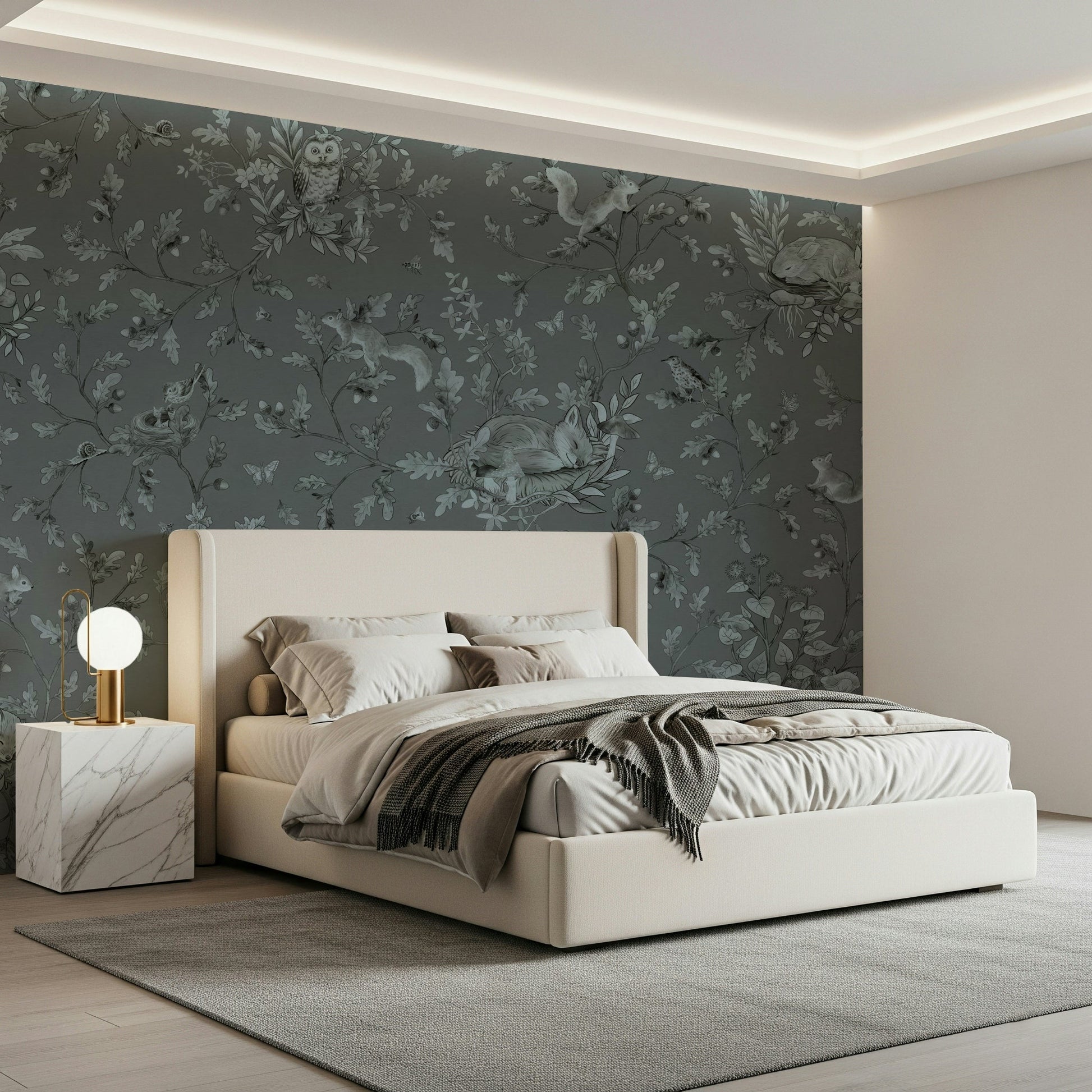 Bedroom background using the gentle Woodland Slumber Wall Mural
