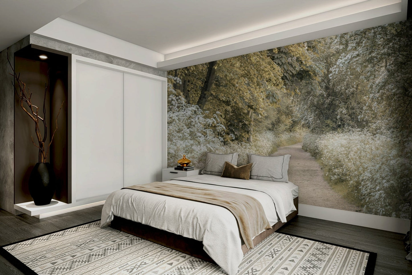 Wall mural with nature path and trees

