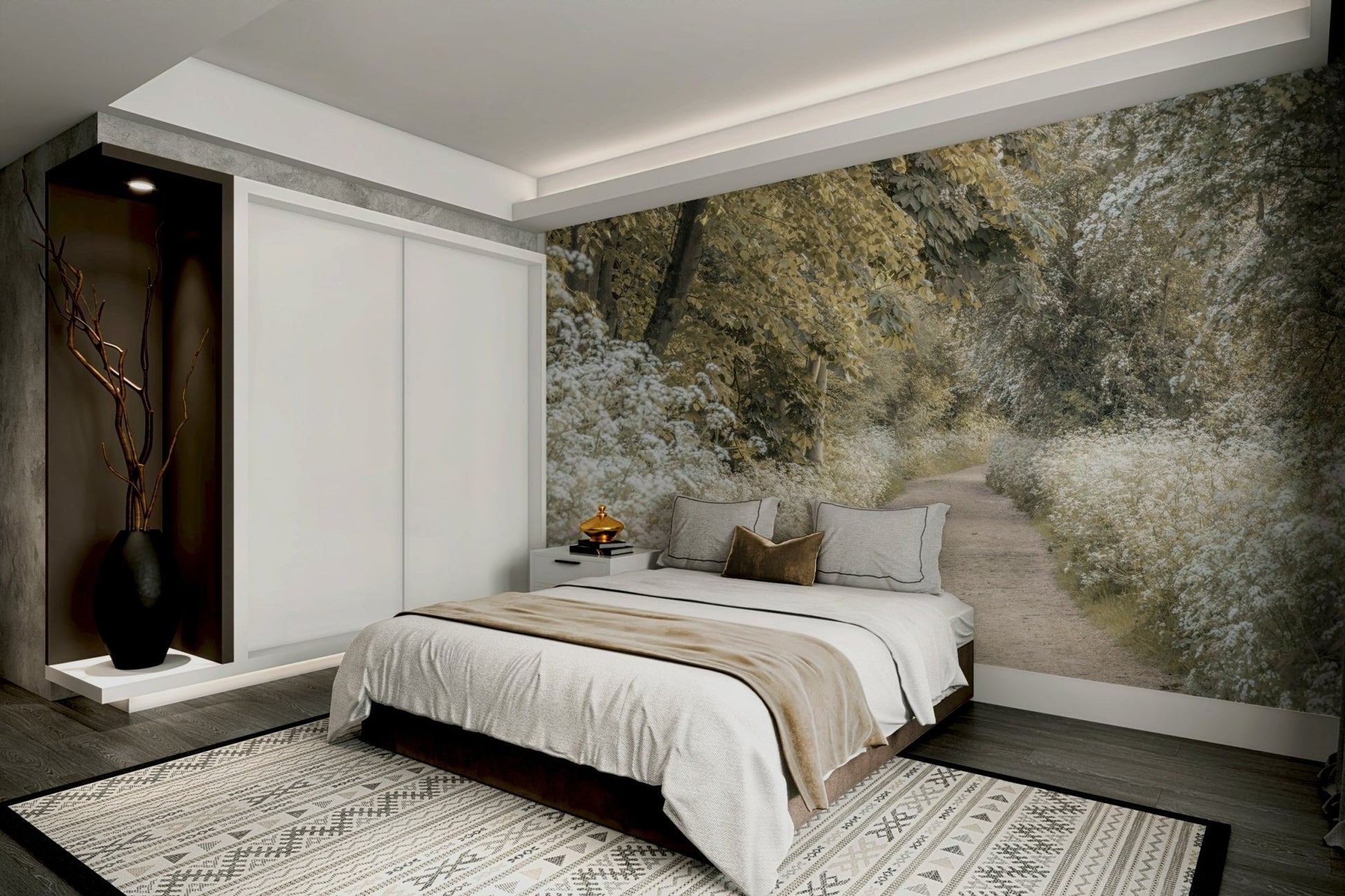 Wall mural with nature path and trees

