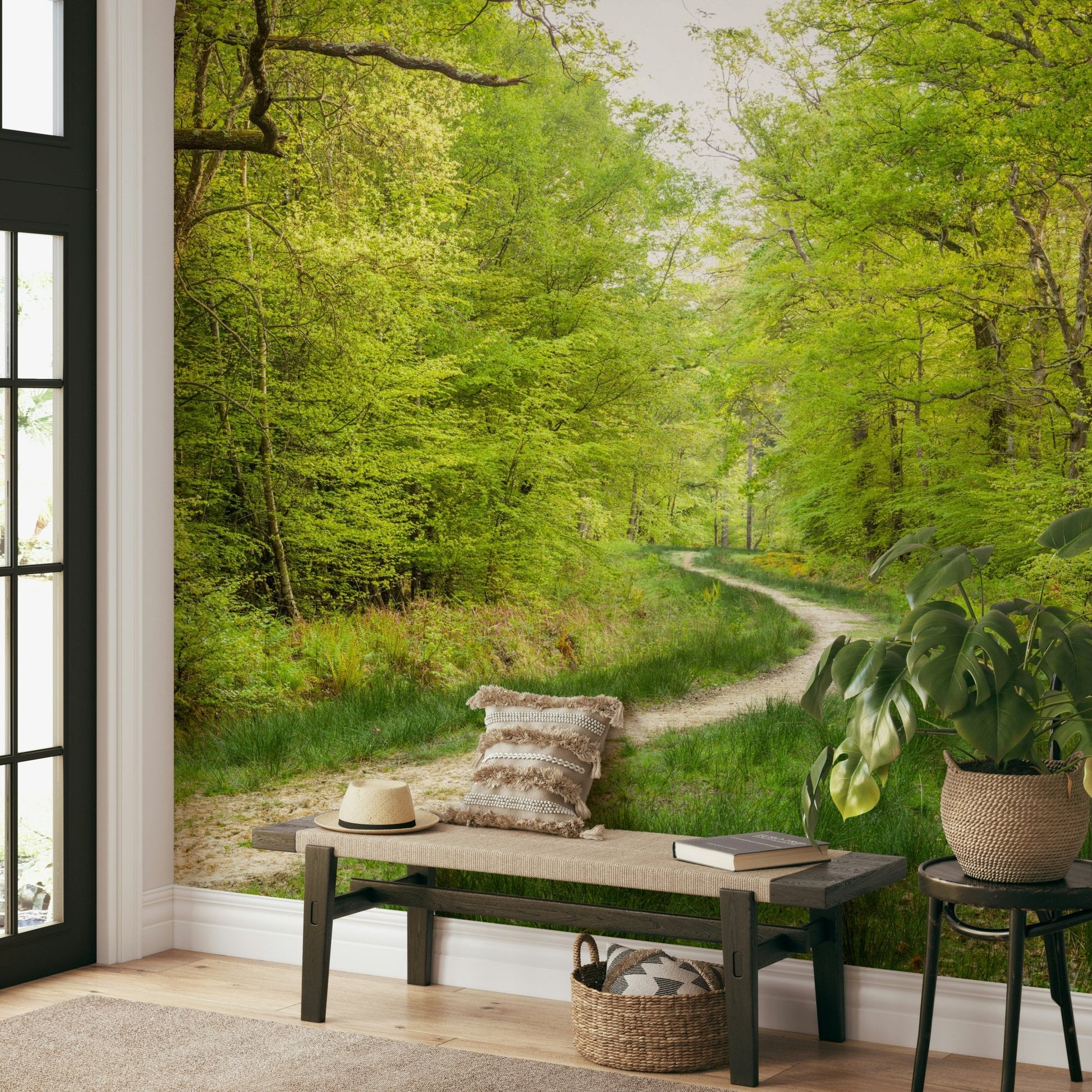 Serene forest mural for interiors

