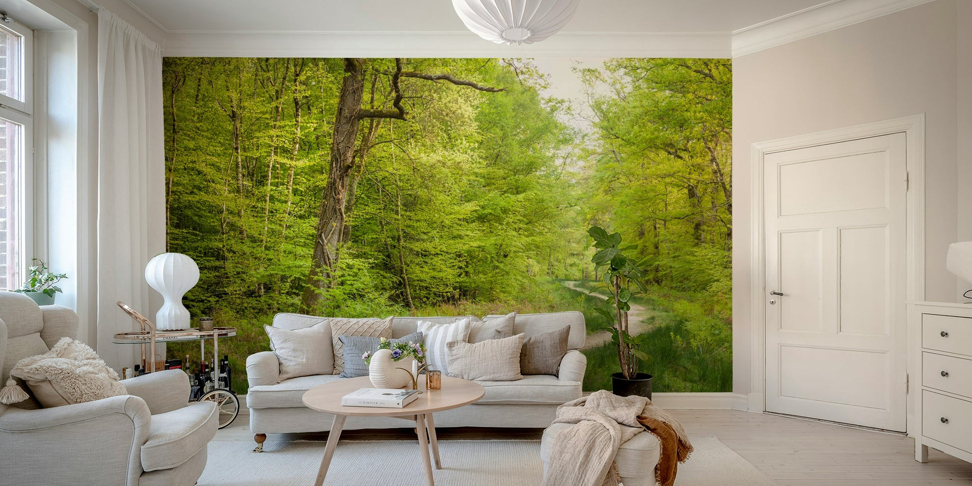 Peaceful woodland scene wall mural

