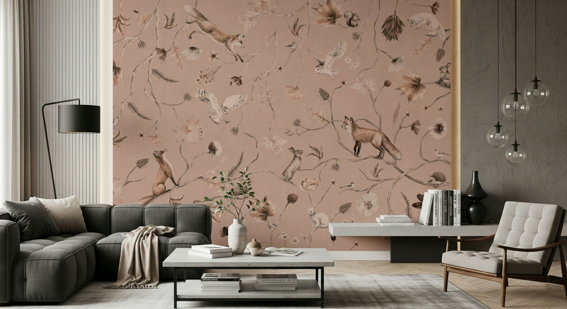 Light watercolor style of the Woodland Whisper Wall Mural print.