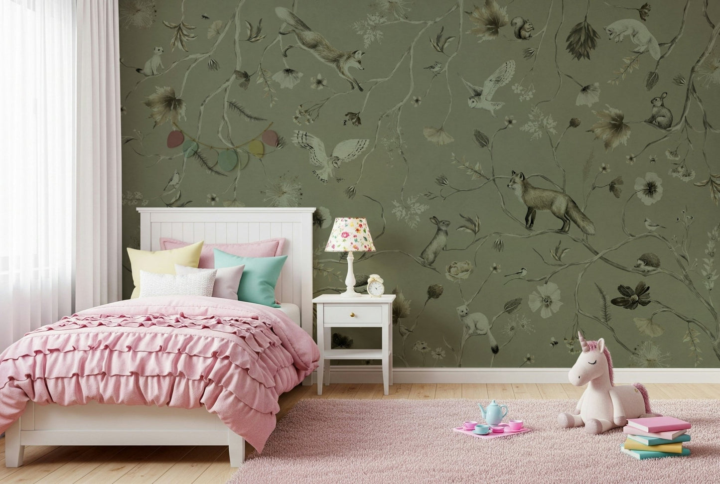 Interior space featuring the subtle Woodland Whisper Wall Mural.