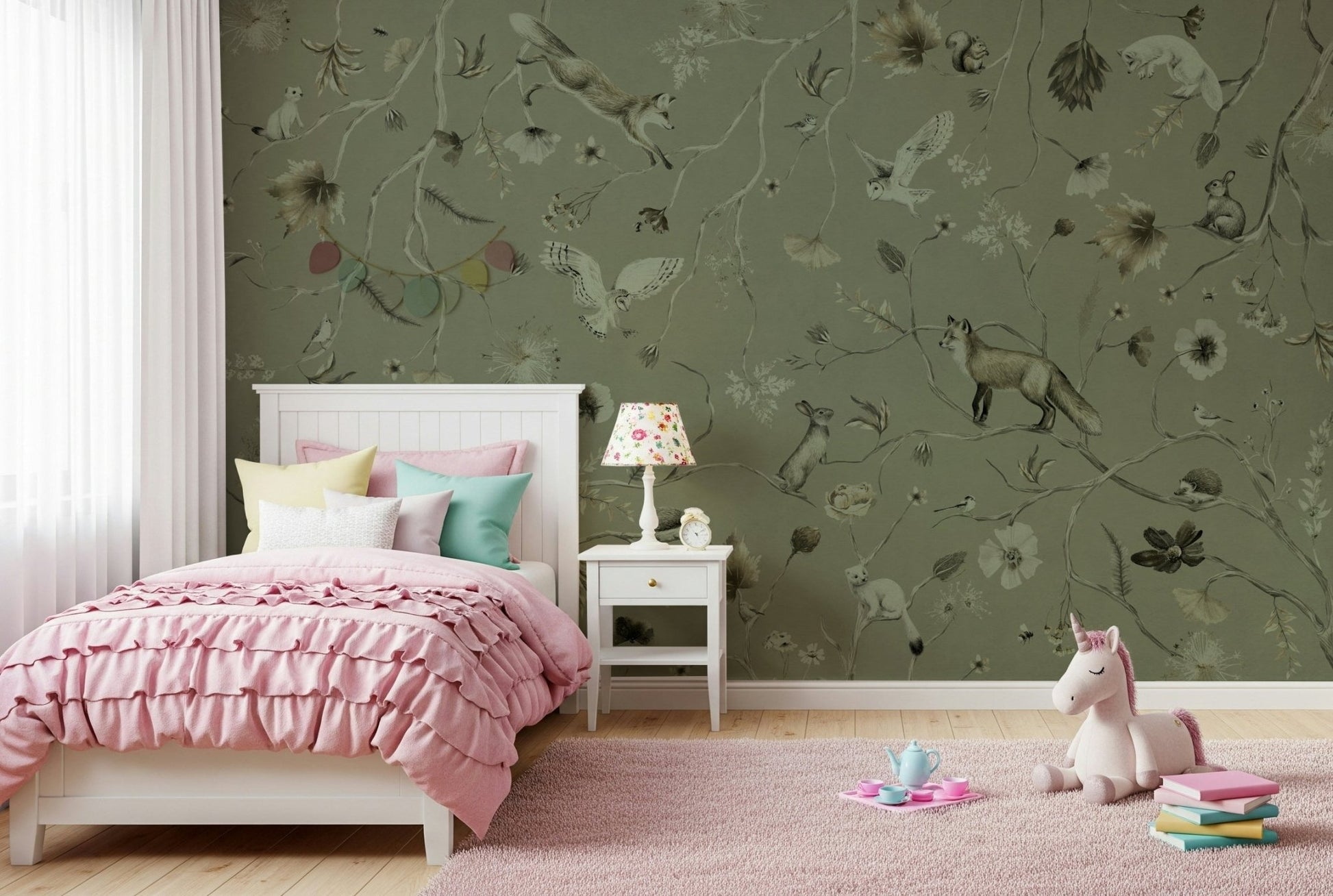 Interior space featuring the subtle Woodland Whisper Wall Mural.