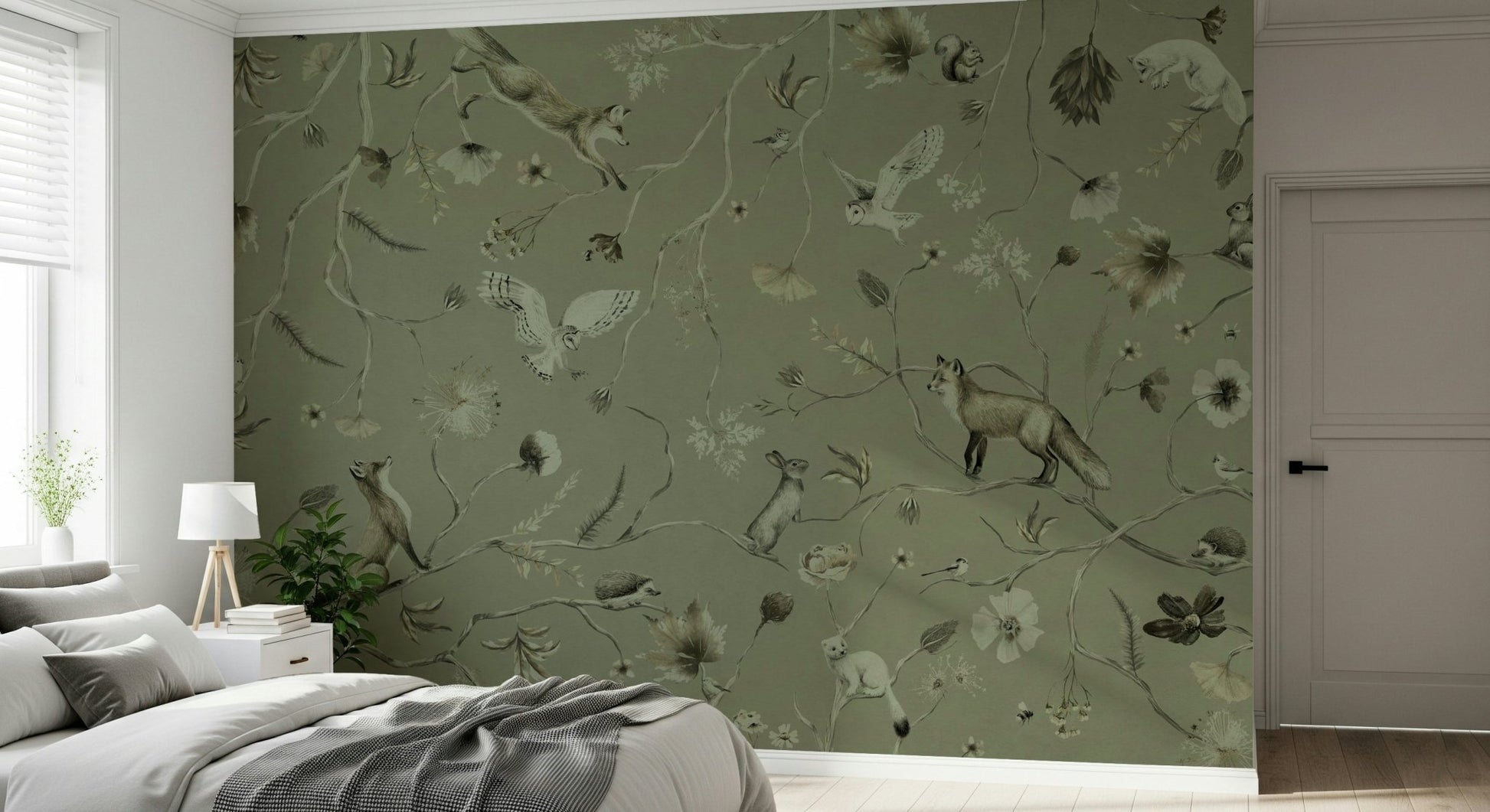 Horizontal scene from the ethereal Woodland Whisper Wall Mural.