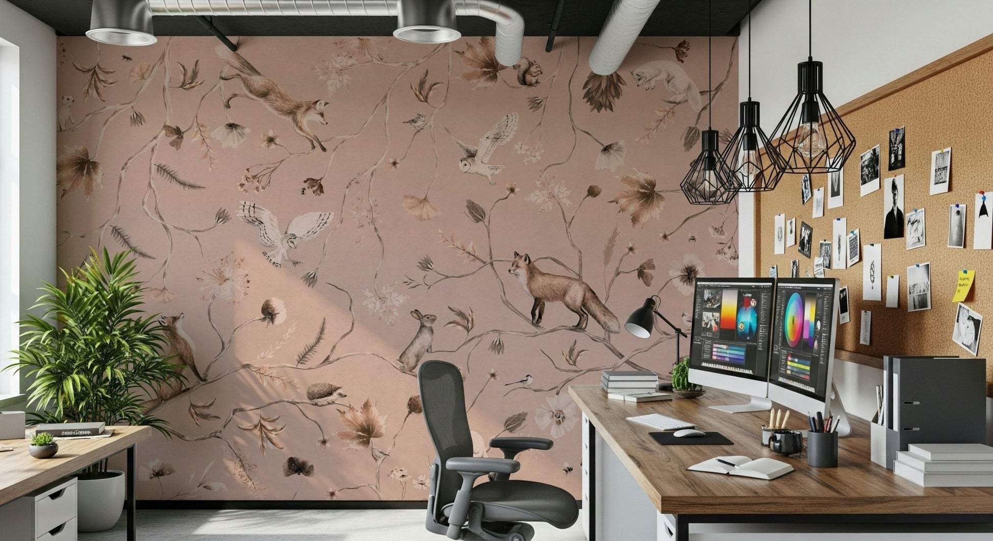 Forest animals theme in the charming Woodland Whisper Wall Mural.