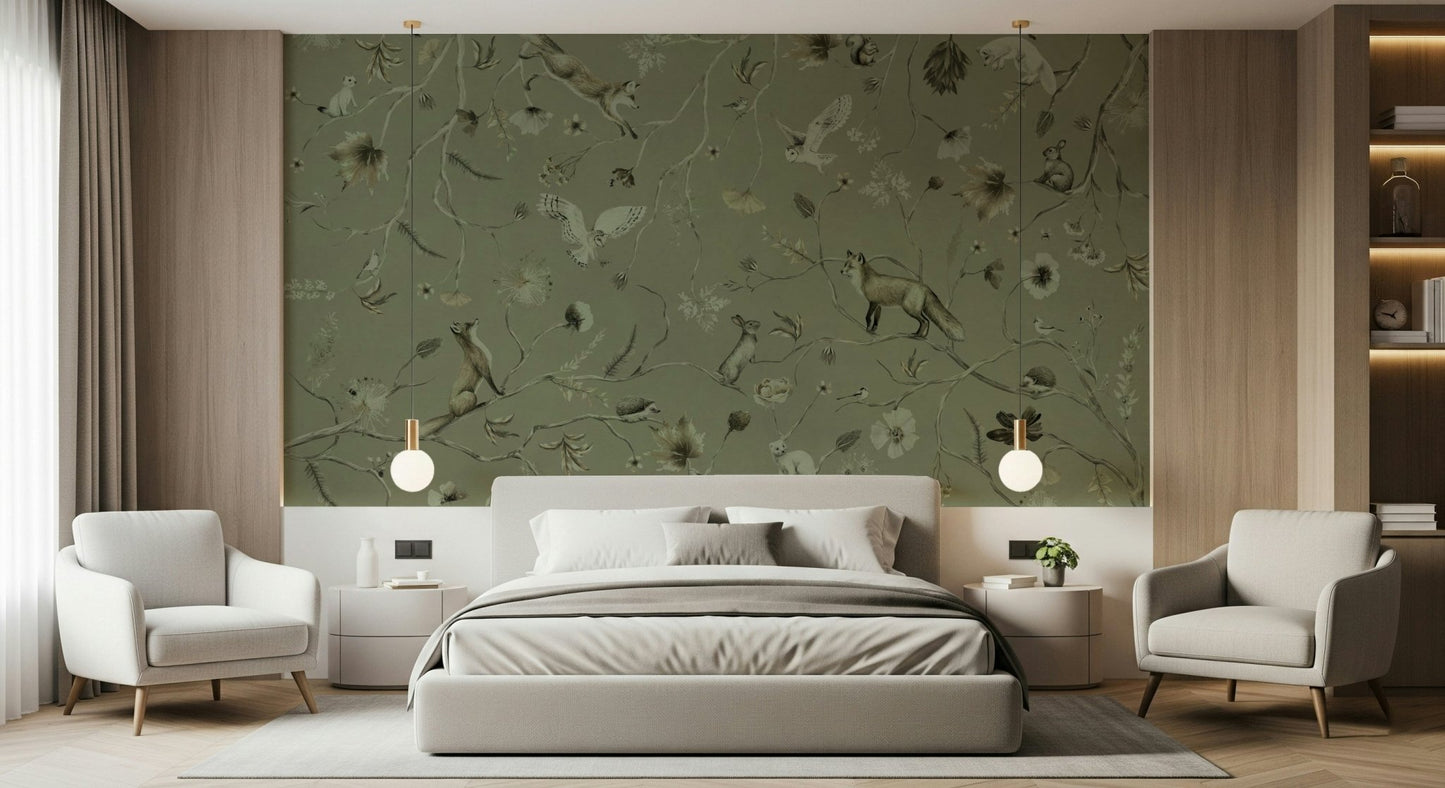 Wallpaper for walls design of Woodland Whisper Wall Mural.