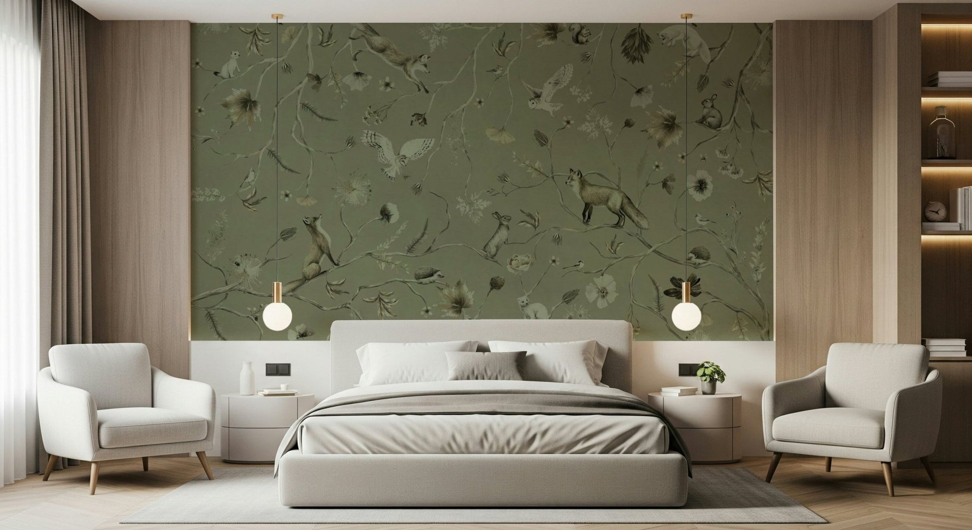 Wallpaper for walls design of Woodland Whisper Wall Mural.