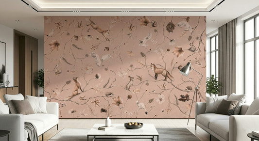 Woodland Whisper Wall Mural in a calming nursery space.