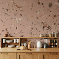 Bedroom with the tranquil nature of Woodland Whisper Wall Mural.