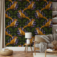 Designer interior decor with the Woodland Whispers: Fox and ivy Wallpaper print.