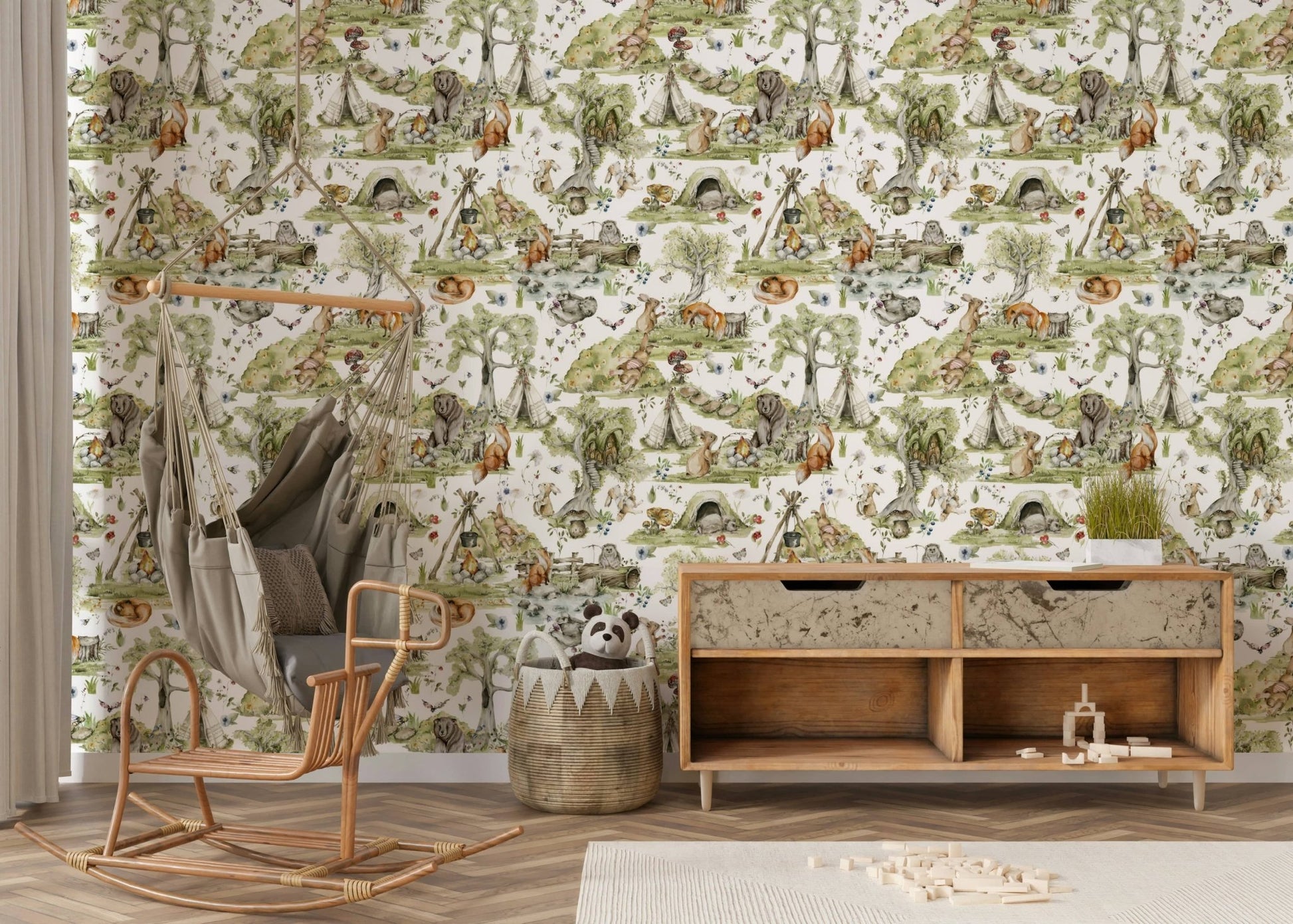 Fantasy illustration drawing Woodland Wonders decorative covering.