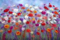 Hand-drawn floral wallpaper with wool texture

