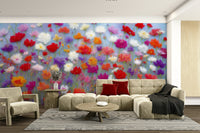 Warm tone mural with cozy flower detail

