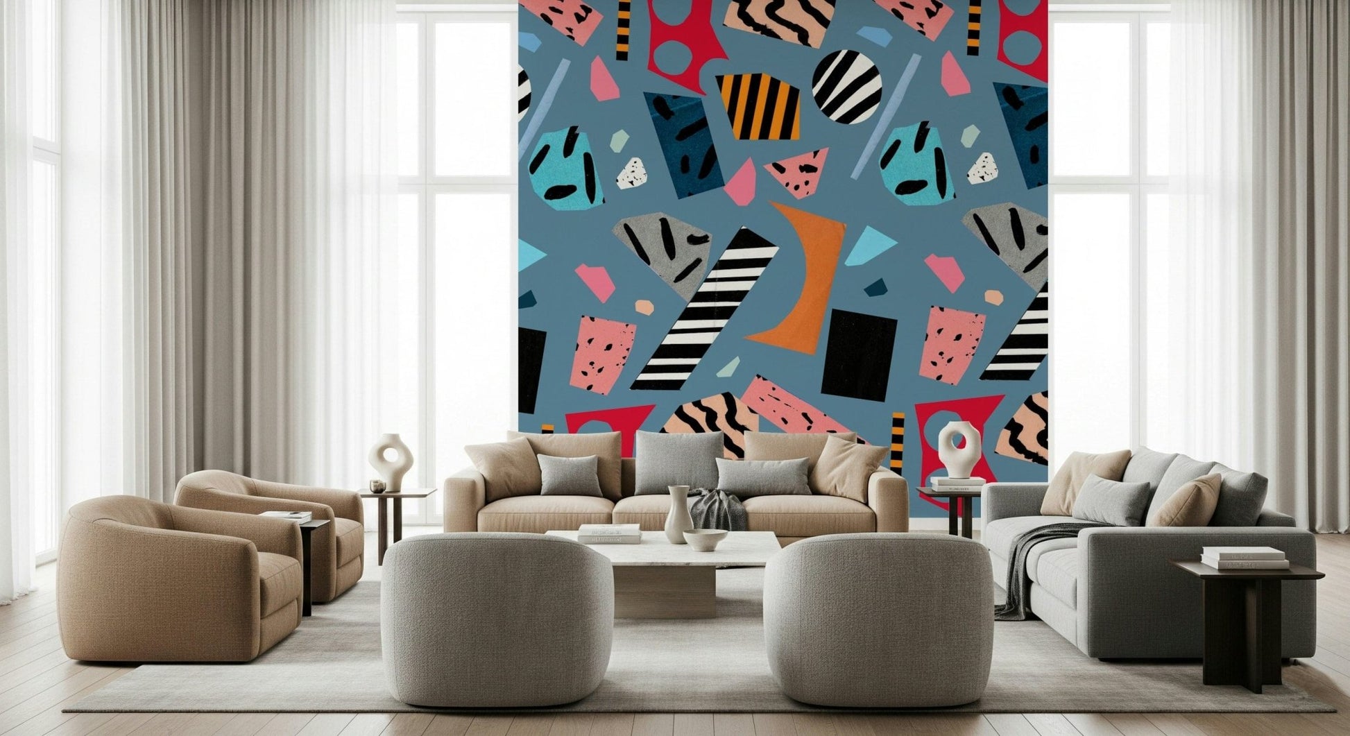 A beautiful abstract art wallpaper mural designed for an office or work space.