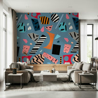 A calming abstract design wallpaper mural that defines a space.
