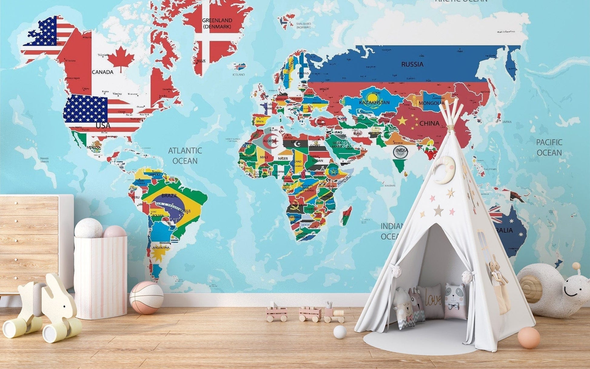 Bold World Flags Wall Mural

