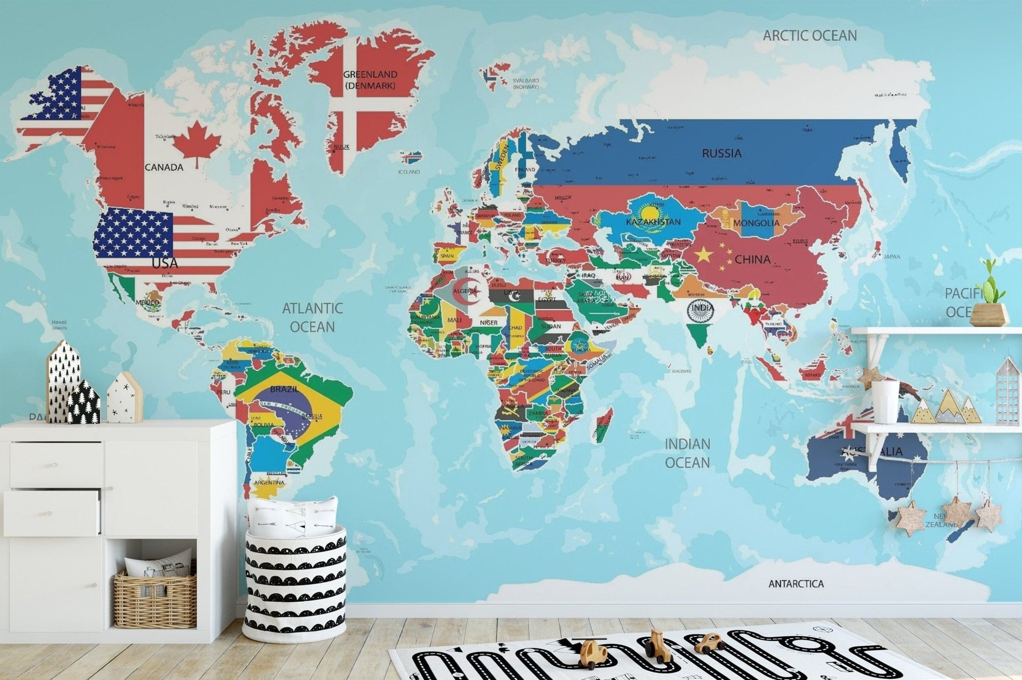 World Flags Wallpaper Mural map-05

