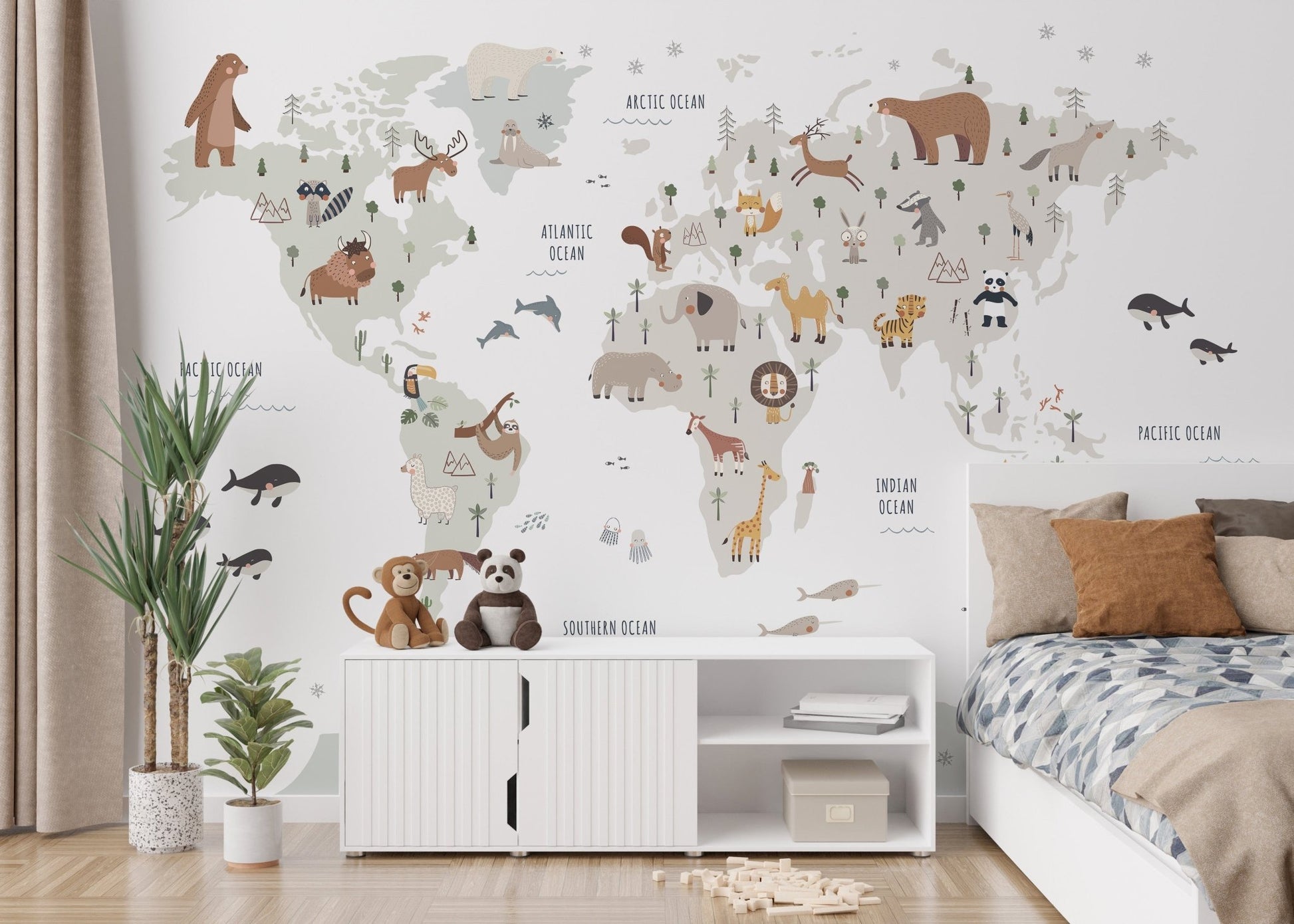 Nursery wallpaper with animals and oceans, MM05