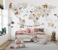 Animal map mural for kids’ learning adventure, MM05