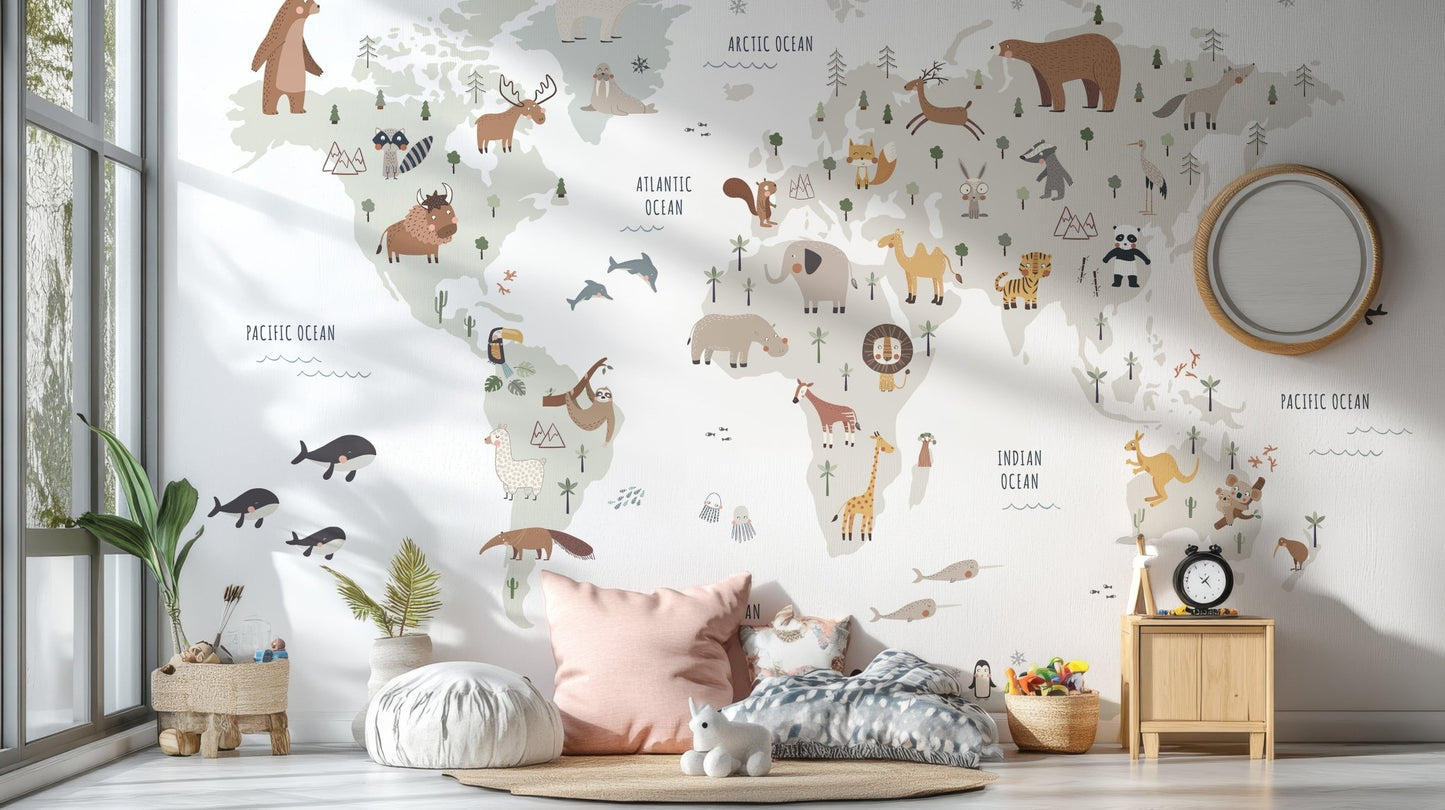 Cute animal wall decor for educational spaces, MM05