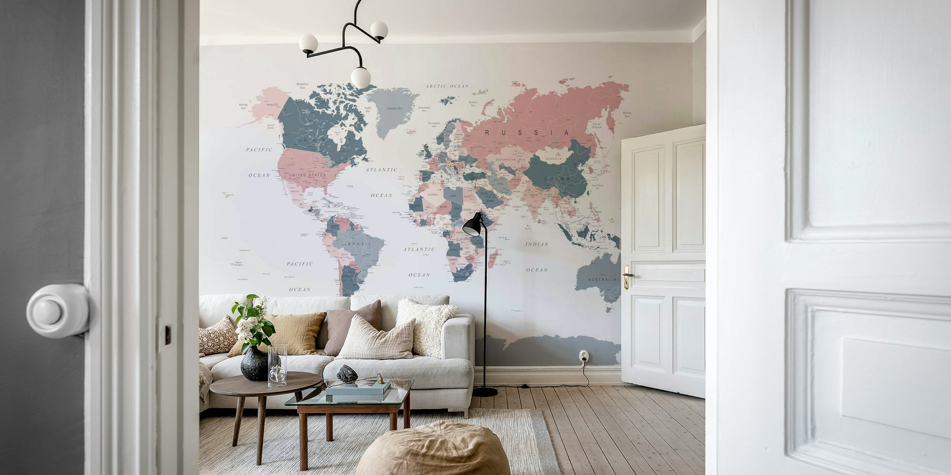 World map design with soft and bold contrast

