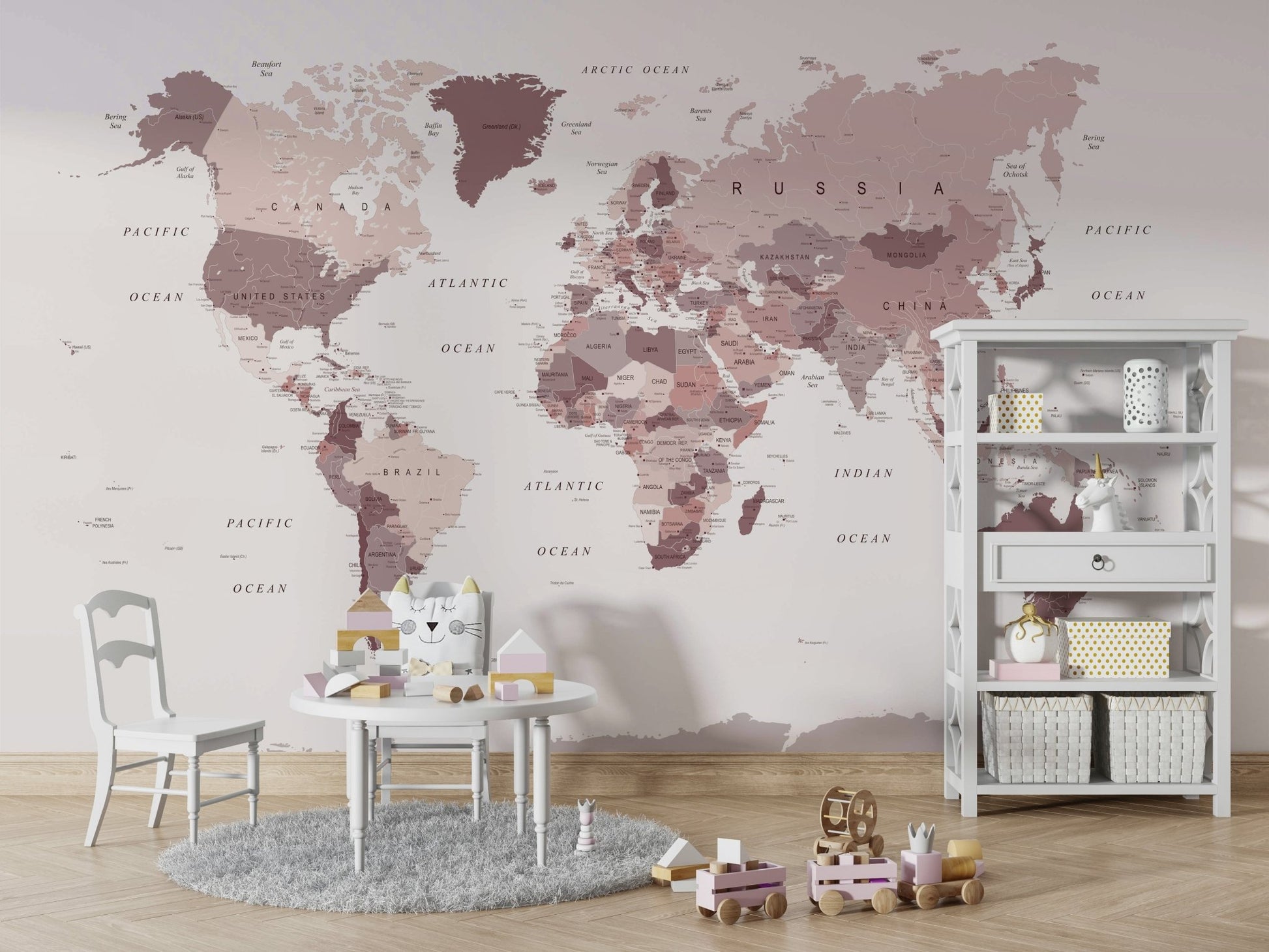 Artistic world map wallpaper for bedrooms

