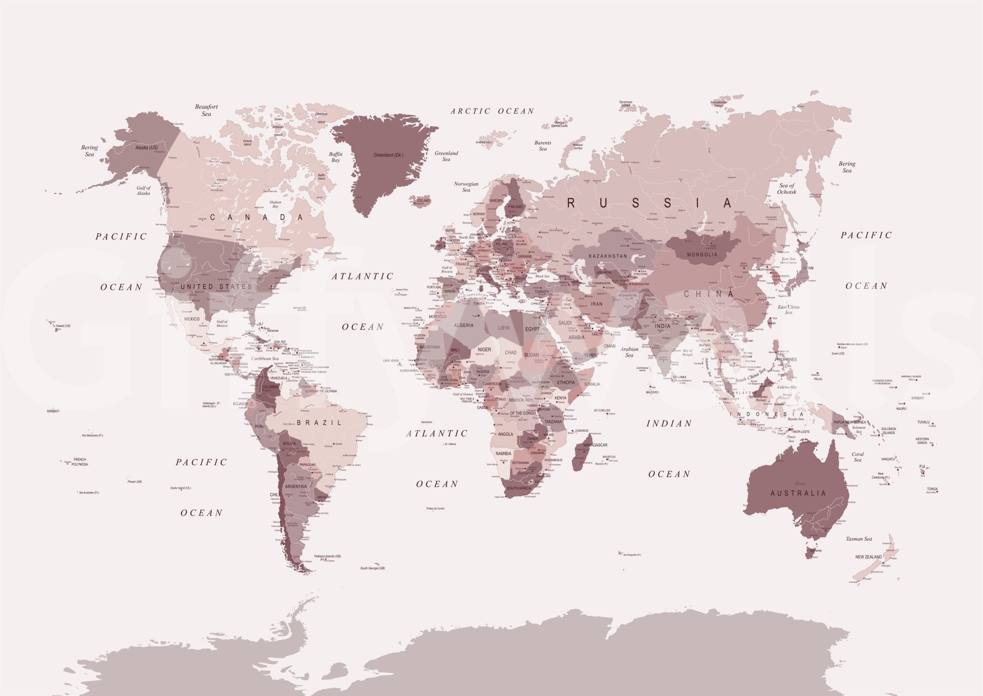 Geography design wall mural in modern tones


