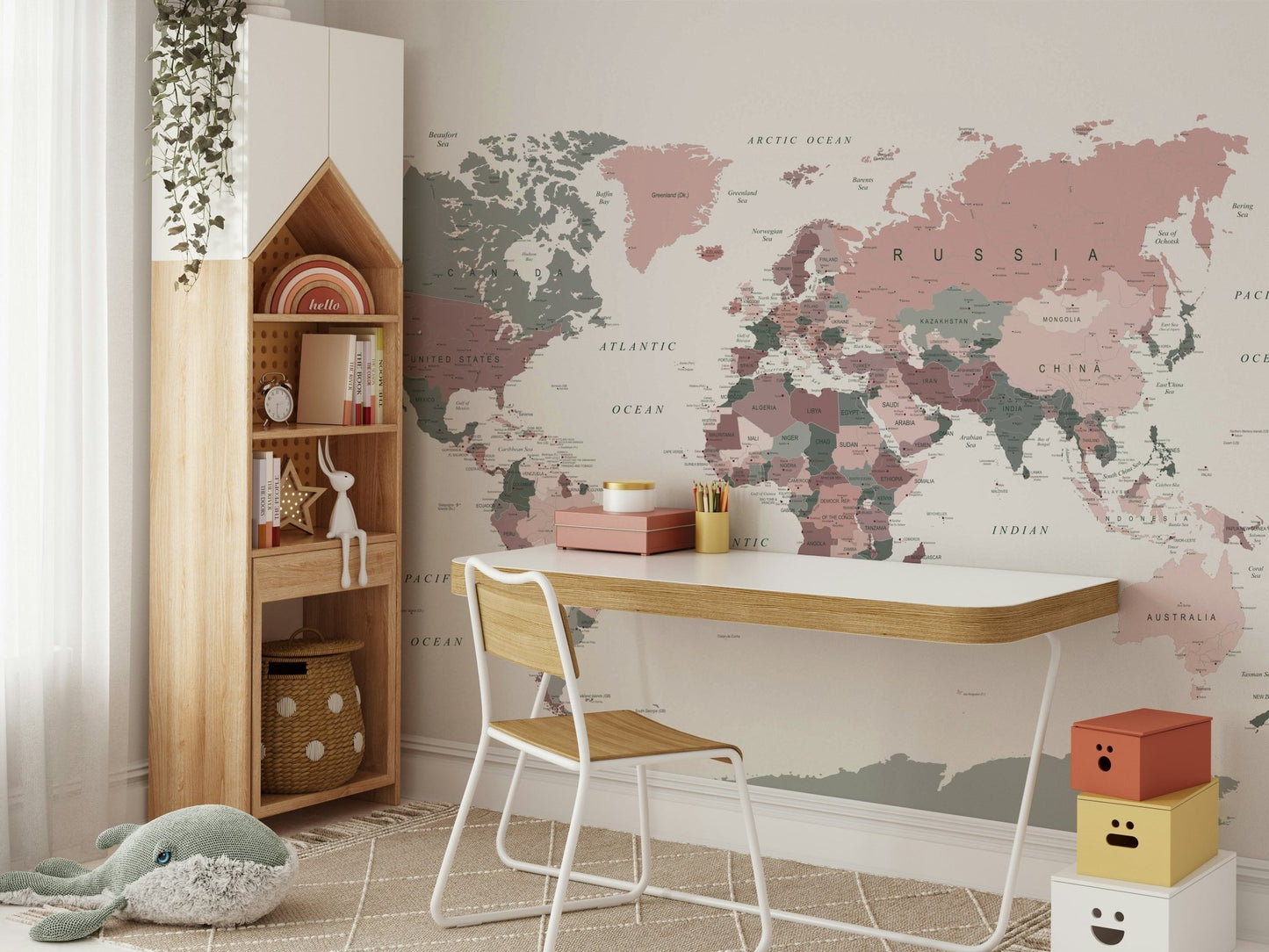 Geography wallpaper in soft natural tones

