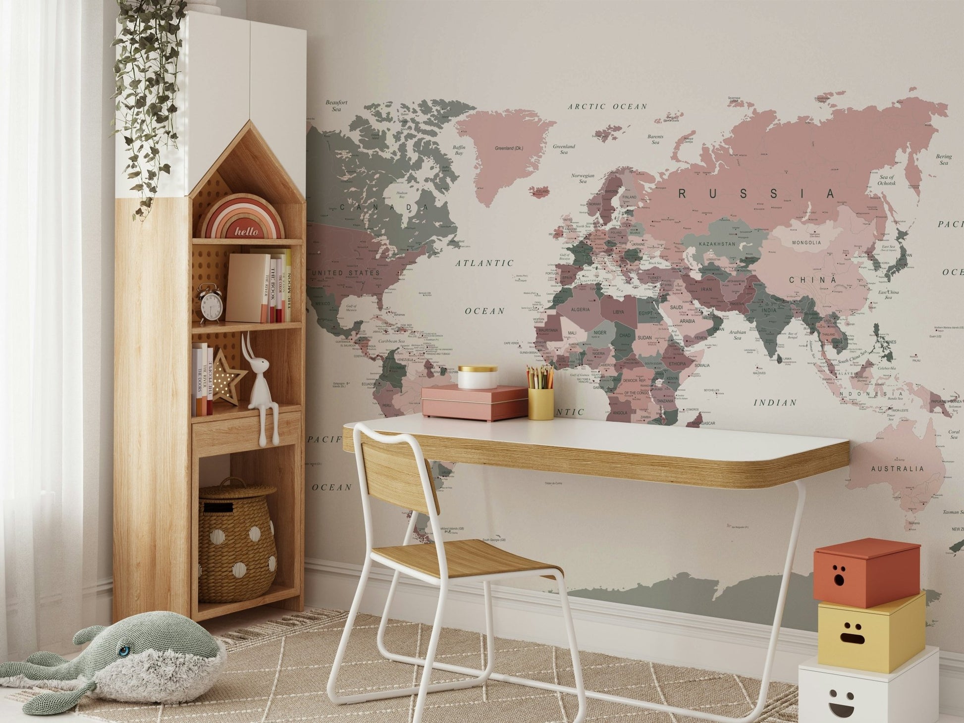 Geography wallpaper in soft natural tones

