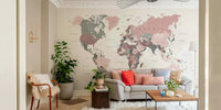 Soft earth-tone map wallpaper for walls

