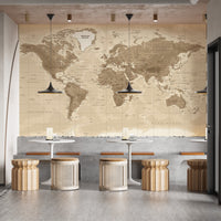Brown Detailed Worldmap Wall Murals - Giffywalls