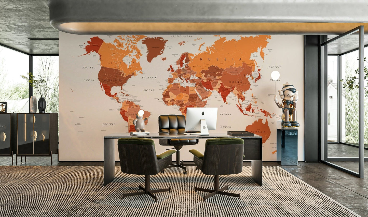 Bold map design with orange background

