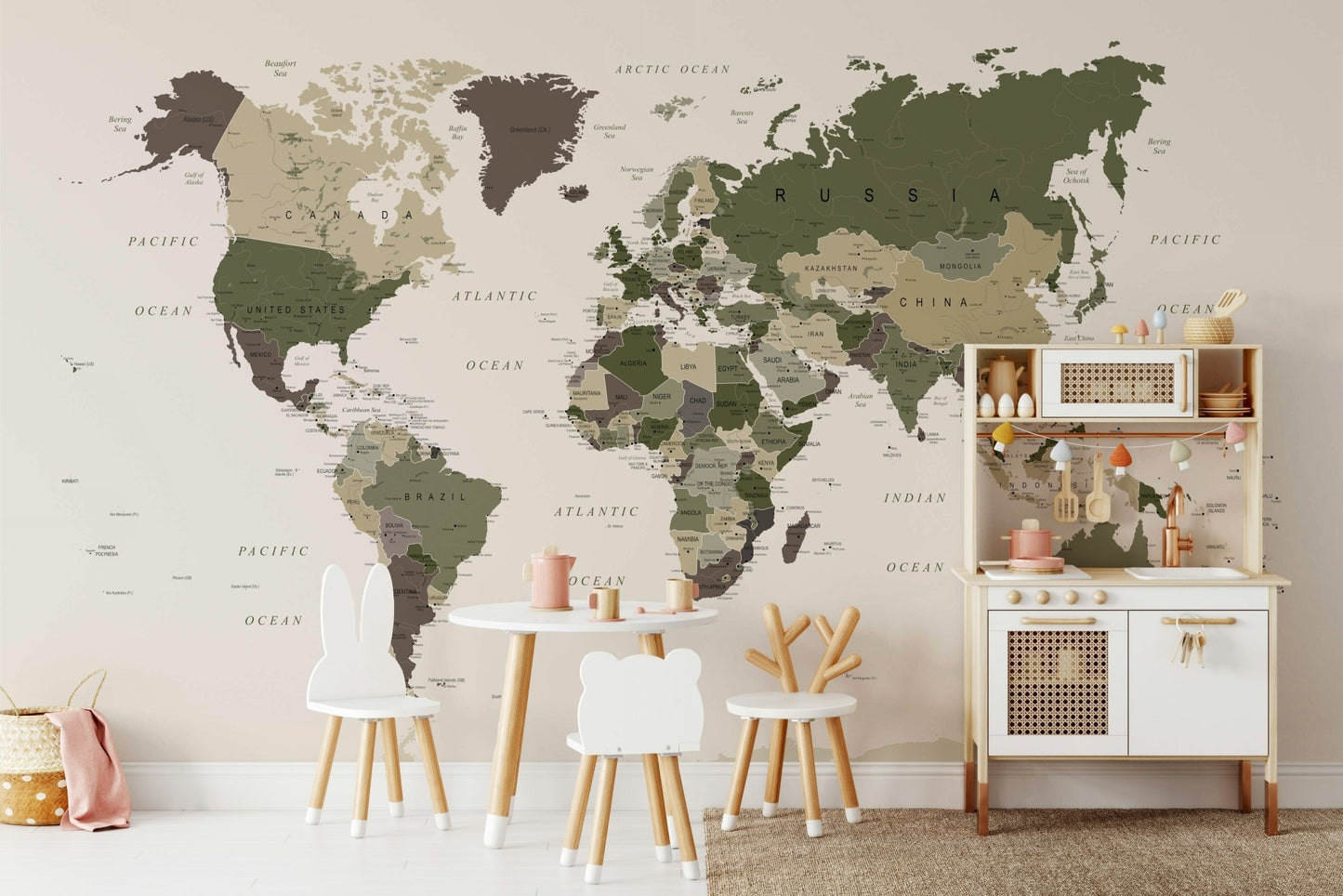 Adventure-themed wall mural in map design

